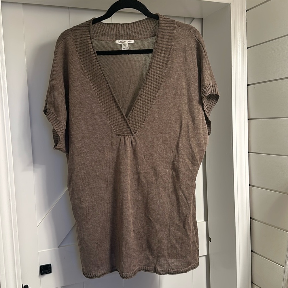 Coldwater creek linen/rayon sweater. 1x. Mocha